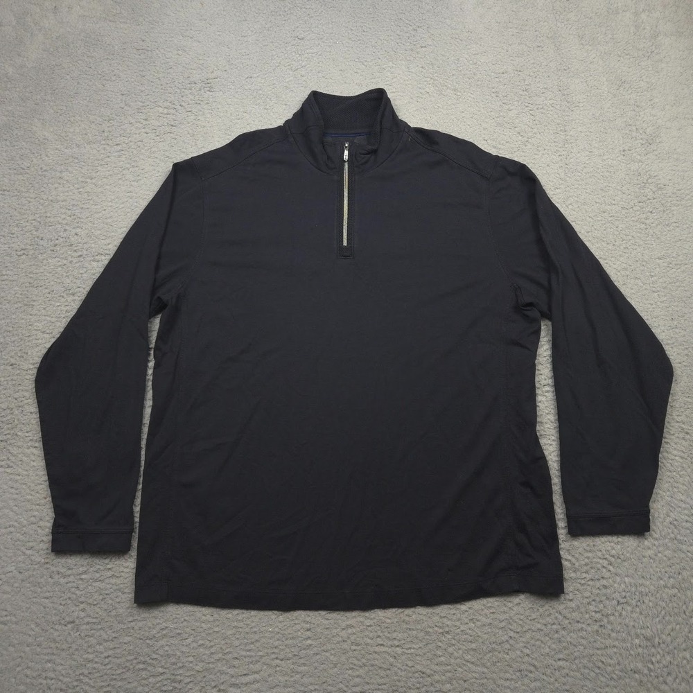 Tommy Bahama Mens XL Black Quarter Zip Pullover Pima Cotton Modal Mock Neck
